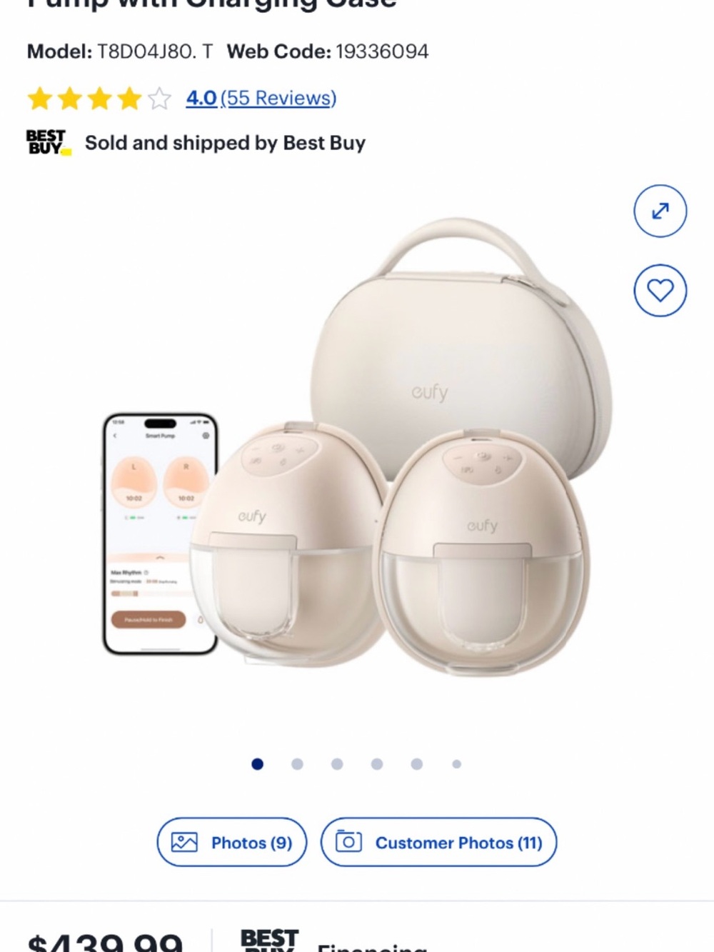 Eufy Double Electric Breast Pump Set in Beige with Carry Case